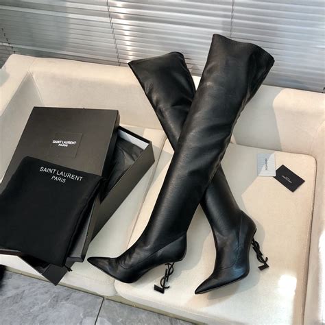 ysl crystal boots|ysl thigh high boots.